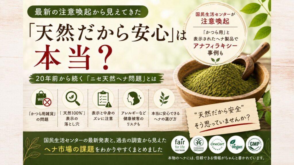 国民生活センターが注意喚起“かつら用ヘナ”でアナフィラキシー/20年前から続く「ニセ天然ヘナ問題」